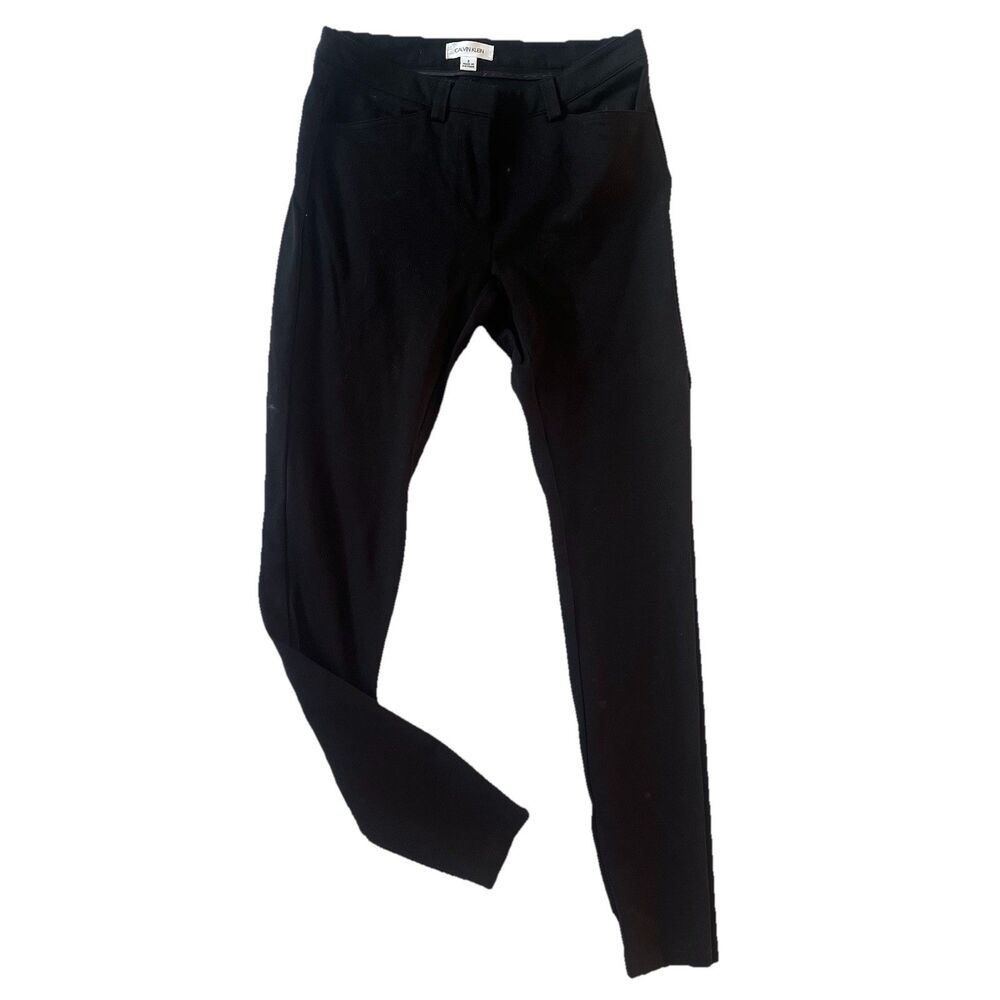 Calvin Klein Ponte Skinny Fit Stretch Chino Pants Black Womens Size 2 Modern EUC